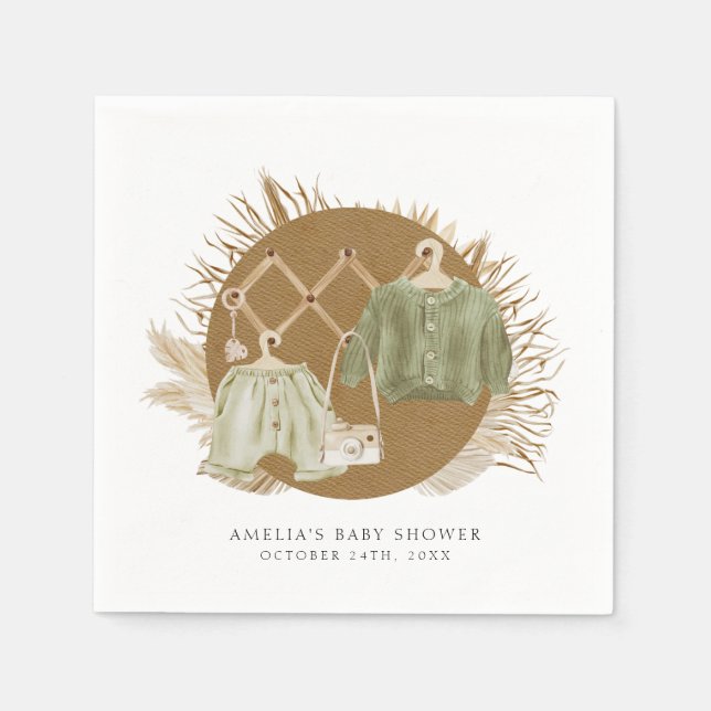 Boho Blommigts Baby Shower Pappersservett (Framsidan)