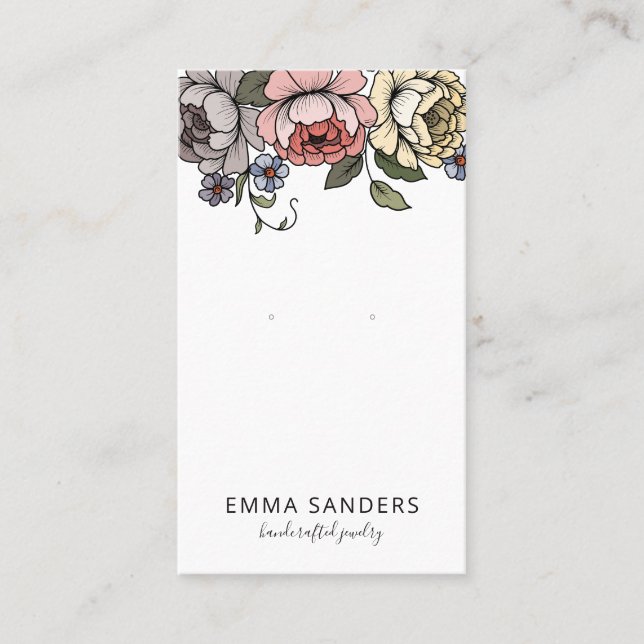 Boho Blommigts Earring Jewelry Visning Cards (Framsida)