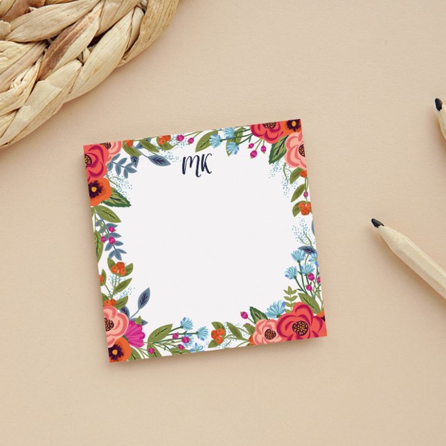 Boho Blommigts - Monogram Post-it Block (Skapare uppladdad)