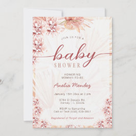Boho Blommigts Neutralt Baby Shower Bohemian Orchi Inbjudningar