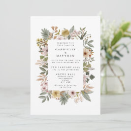 Boho Blommigts Neutralt Bröllbjudan Inbjudningar