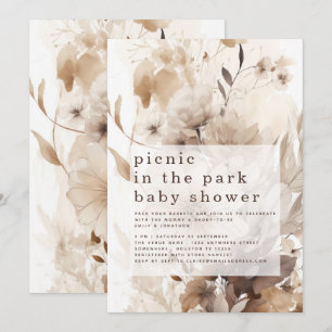 Boho Blommigts Picnic in Park Baby Shower Inbjudningar
