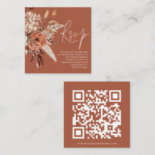 Boho Blommigts QR Code Terracotta Bröllop OSA Tilläggskort