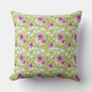 Boho Blommönster Chic Bohemian Watercolor Kudde