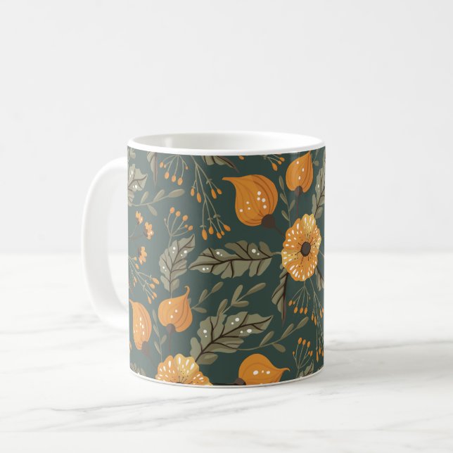 Boho Blommönster Kaffemugg (Framsida vänster)