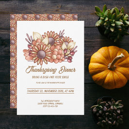 Boho blommönster Thanksgiving Middag Inbjudningar