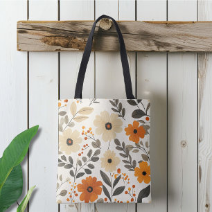 Boho Blommönster Tote Bag Tygkasse