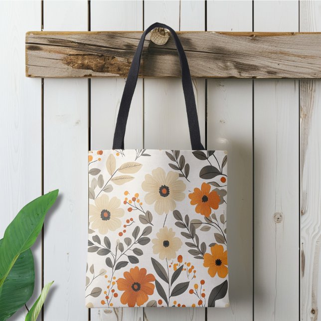 Boho Blommönster Tote Bag Tygkasse (Skapare uppladdad)