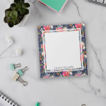 Boho-Blommönstret - marinblått - Namn Anteckningsblock<br><div class="desc">Blommigt anteckningsblock med en vacker mönster av bohemiska blombuketter. Lägg till ditt namn i modern marinblå brev.</div>
