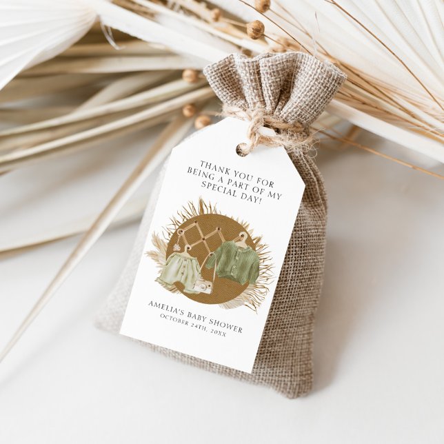 Boho Blommor Bebis Shower Presentetikett (Skapare uppladdad)