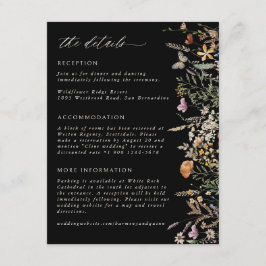 Boho Blommor Bröllopsdetaljer Info Bifogad Kort