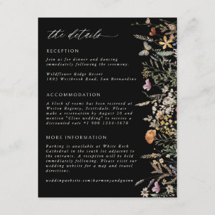 Boho Blommor Bröllopsdetaljer Info Bifogad Kort
