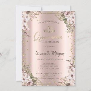 Boho blommor diamanter Quinceanera Inbjudningar