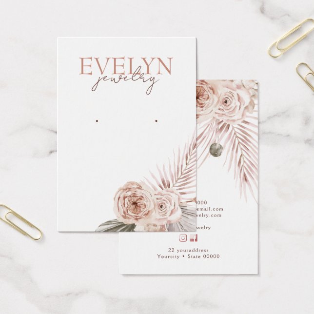 Boho Blommor elegant örring visning card Visitkort (Kontor)