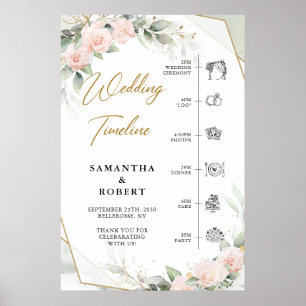 Boho blommor eucalyptus bröllop Tidslinje Poster