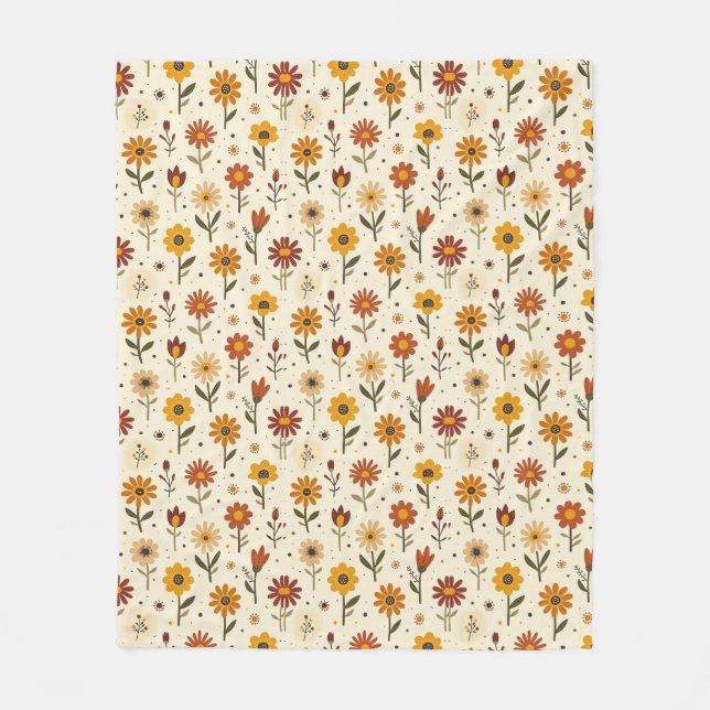 Boho-blommor Fleecefilt (Framsidan)