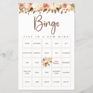 Boho blommor höst Bröllop Bingo spel