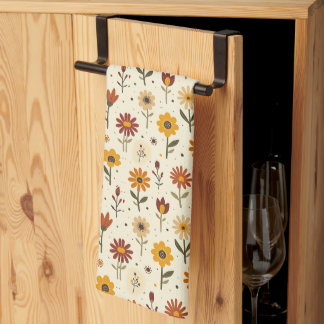 Boho blommor kökshandduk