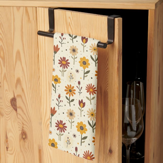 Boho blommor kökshandduk (Thirds Fold)