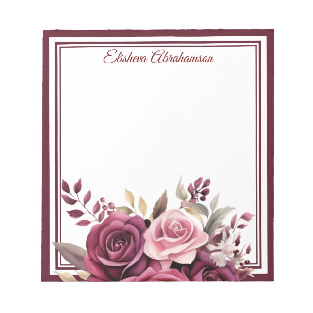 Boho blommor lila rosor anteckningsblock (Framsida)