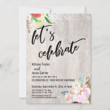 Boho Blommor Ljus Rustik Trä Låt Oss Fira