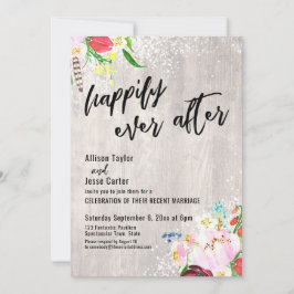 Boho blommor Ljus Rustik Trä Lyckligt Alltid Efter Inbjudningar