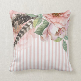 Boho blommor och fjädrar kudde