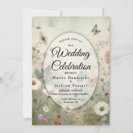Boho Blommor och Vintage Löften Bröllop Inbjudningar