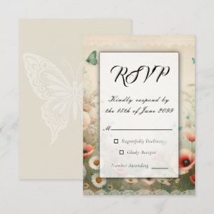 Boho Blommor och Vintage Löften Bröllop OSA Kort