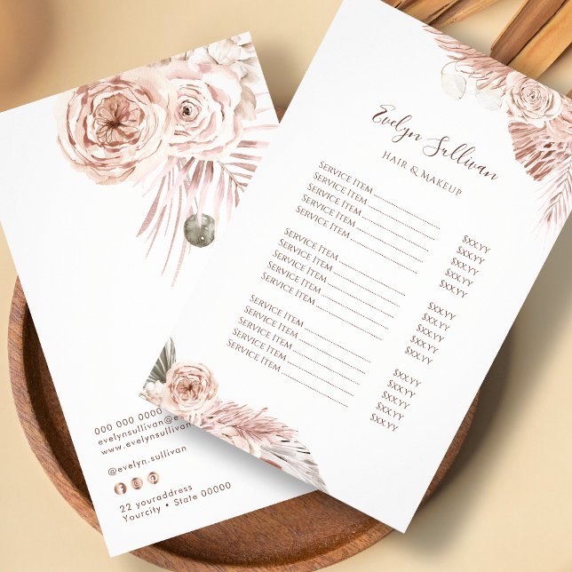Boho Blommor pris list flyer (Skapare uppladdad)