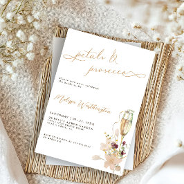 Boho blommor & Prosecco Fancy Script Bröllopsfest Inbjudningar