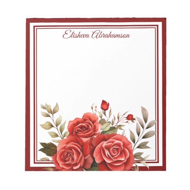 Boho blommor röda rosor anteckningsblock (Framsida)