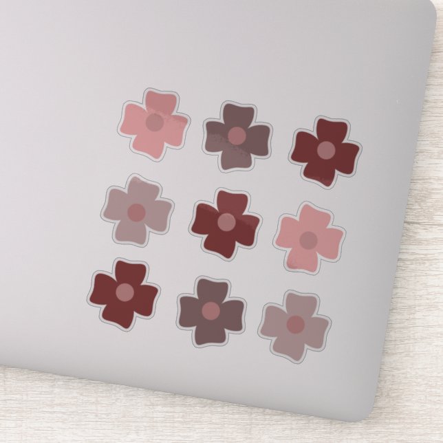 Boho blommor Rosa jordiga toner dekal (Detalj)