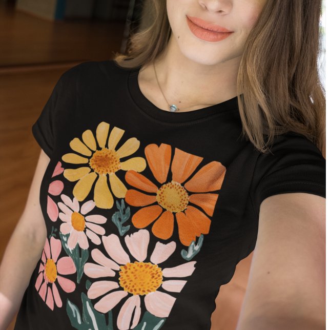 Boho blommor Vildblomma Margareta T Shirt (Skapare uppladdad)