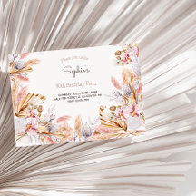 Boho Blommor vuxen Birthday-inbjudan