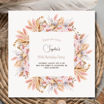 Boho Blommor vuxen Birthday-inbjudan