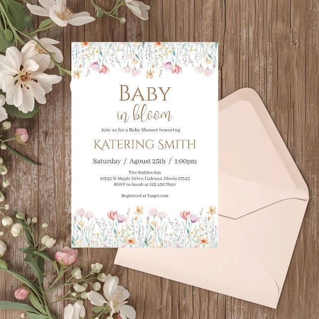 Boho blomster Baby Shower Flick invitering Inbjudningar (Skapare uppladdad)