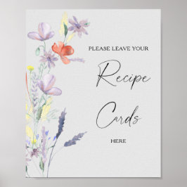 Boho blomster Din receptkort här Affisch