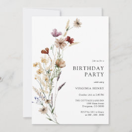 Boho blomster födelsedagsinbjudan inbjudningar