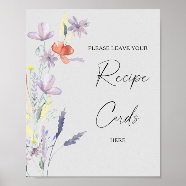 Boho blomster Här är ditt receptkort affisch (Framsidan)