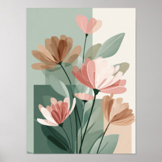 Boho blomster Line Art tryck | Neutral Botanisk Mi