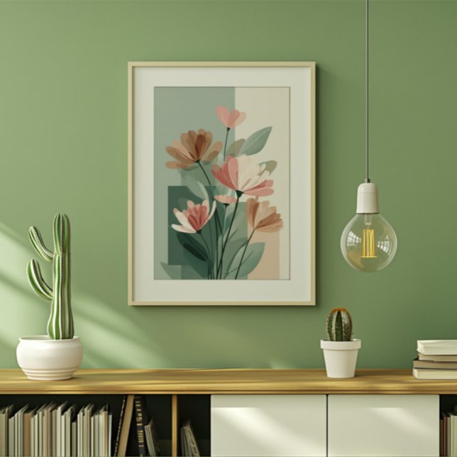 Boho blomster linjekonsttryck | Neutral botanisk M Canvastryck (Skapare uppladdad)