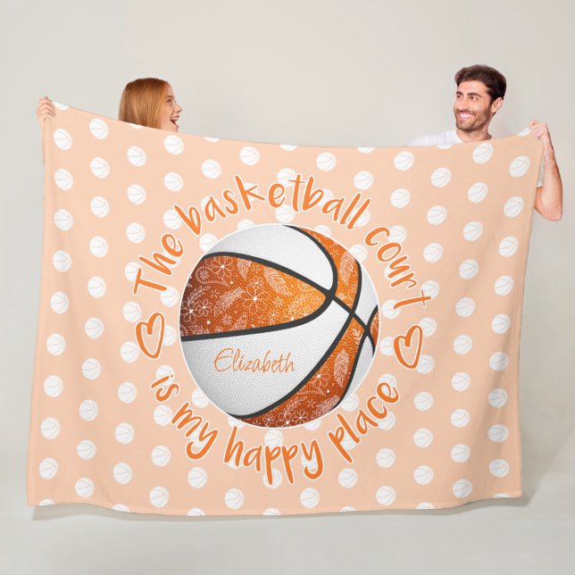 boho blomster orange basketplan lycklig plats fleecefilt (På plats)