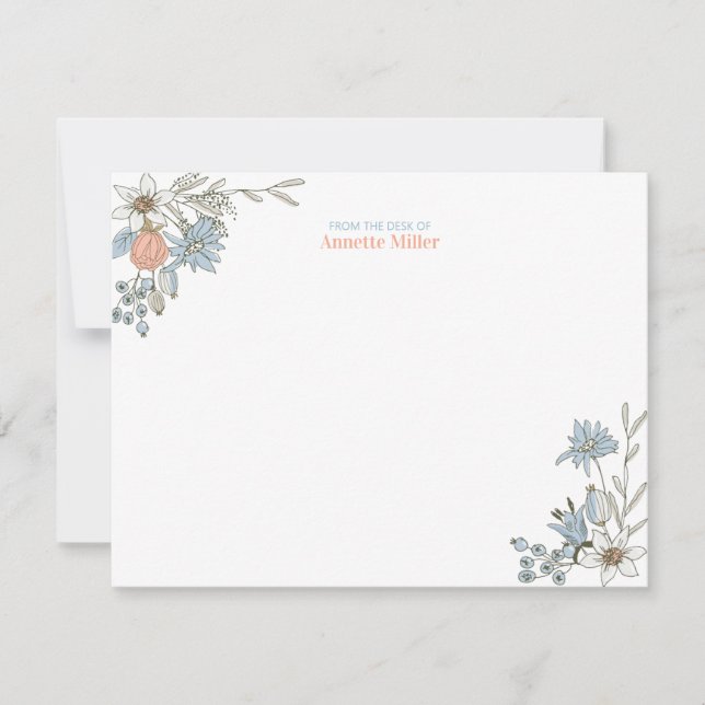 Boho blomster personlig brevpapper anteckningskort (Framsida)
