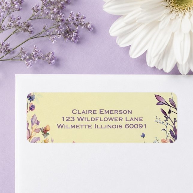 Boho blomster ram inbjudan returadress etikett (Skapare uppladdad)