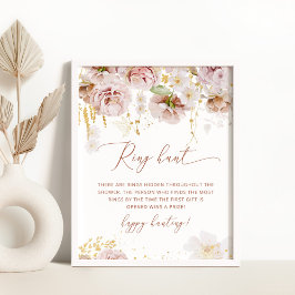 Boho blomster ring jakt bröllopsfest spel affisch