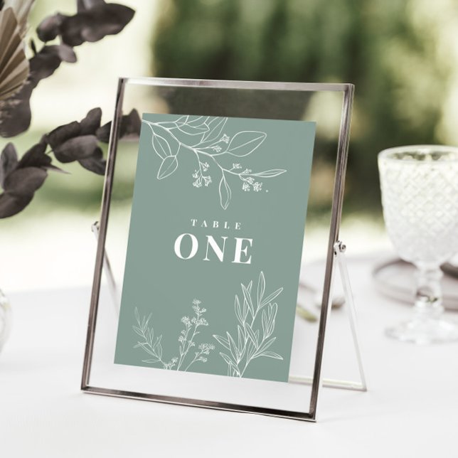 Boho blomster sagegrön bordnummeraffisch poster (Skapare uppladdad)