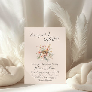 Boho blomsterbåge Baby Shower Bo Nesting Party Inbjudningar