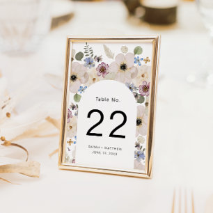 Boho blomsterbåge bröllop bordsnummer