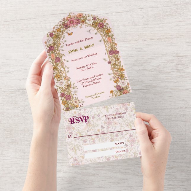 Boho blomsterbåge romantisk bröllop Boho allt-i-et (Tearaway)